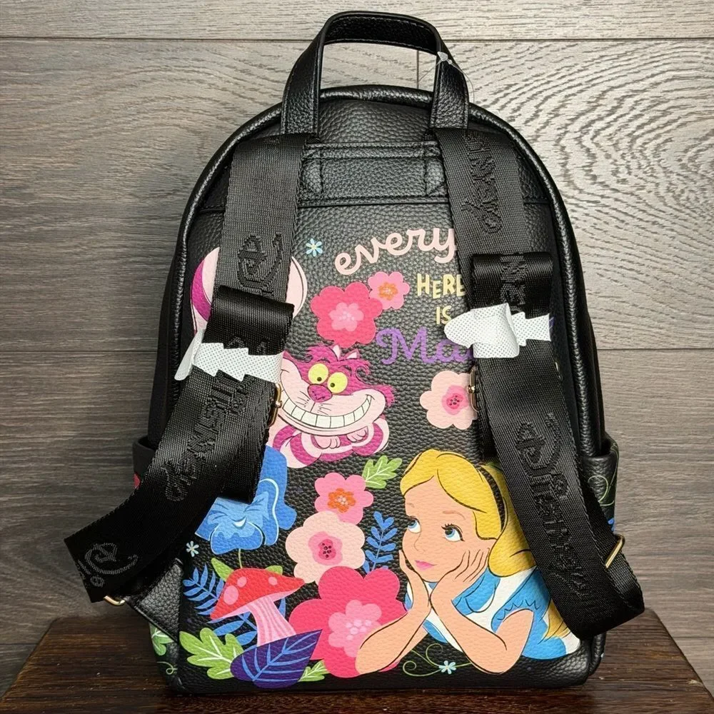 Wondapop Disney Cheshire Cat 12” Vegan Leather Mini Backpack in Black. NWT!